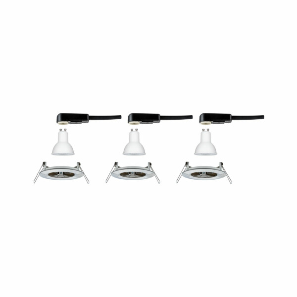 Paulmann LED Einbauleuchte 3-Step-Dim Nova Basisset starr IP44 rund 78mm  GU10 3x6.5W 3x460lm 230V dimmbar 2700K Eisen gebürstet