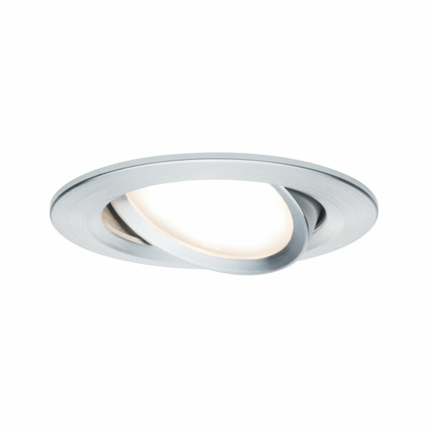 Paulmann LED Einbauleuchte 3-Step-Dim Nova Coin  schwenkbar  rund 84mm 50° Coin 6W 470lm 230V dimmbar 2700K Alu gedreht