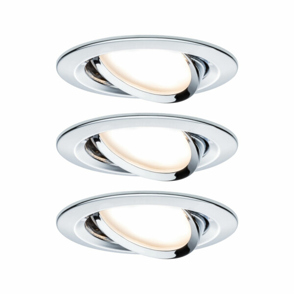 Paulmann LED Einbauleuchte 3-Step-Dim Nova Coin Basisset schwenkbar  rund 84mm 50° Coin 3x6W 3x470lm 230V dimmbar 2700K Chrom