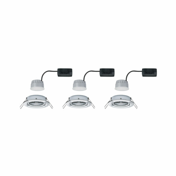 Paulmann LED Einbauleuchte 3-Step-Dim Nova Coin Basisset schwenkbar  rund 84mm 50° Coin 3x6W 3x470lm 230V dimmbar 2700K Chrom
