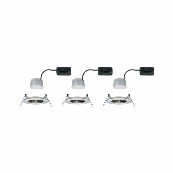 Paulmann LED Einbauleuchte 3-Step-Dim Nova Coin Basisset starr IP44 rund 78mm  Coin 3x6W 3x470lm 230V dimmbar 2700K Eisen gebürstet