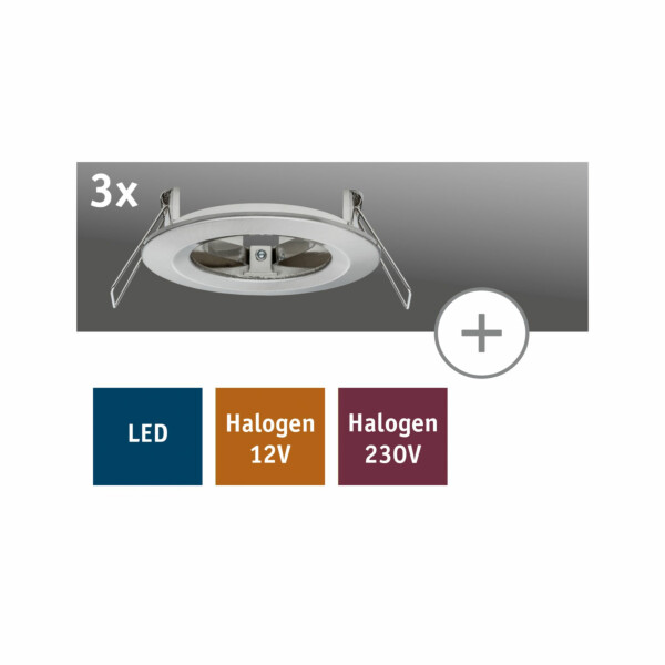 Paulmann Einbauleuchte Nova 2Easy 3er-Set starr  rund 78mm   max. 3x35W  230V   Eisen gebürstet