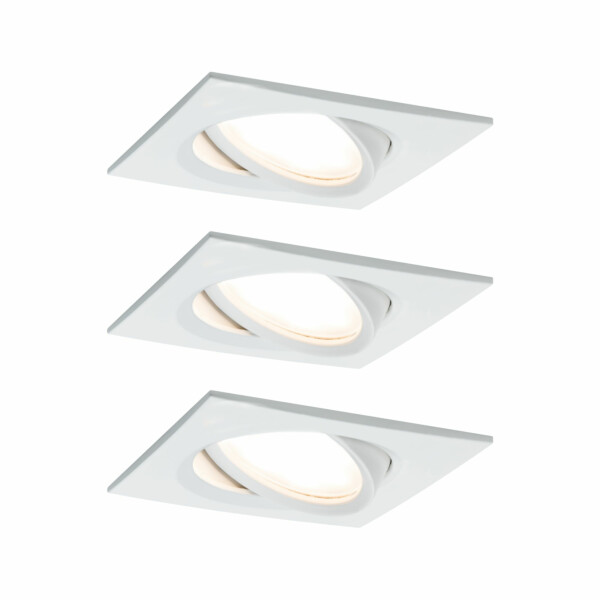 Paulmann LED Einbauleuchte Nova Plus Coin Basisset schwenkbar  eckig 84x84mm 50° Coin 3x6W 3x470lm 230V dimmbar 2700K Weiß matt