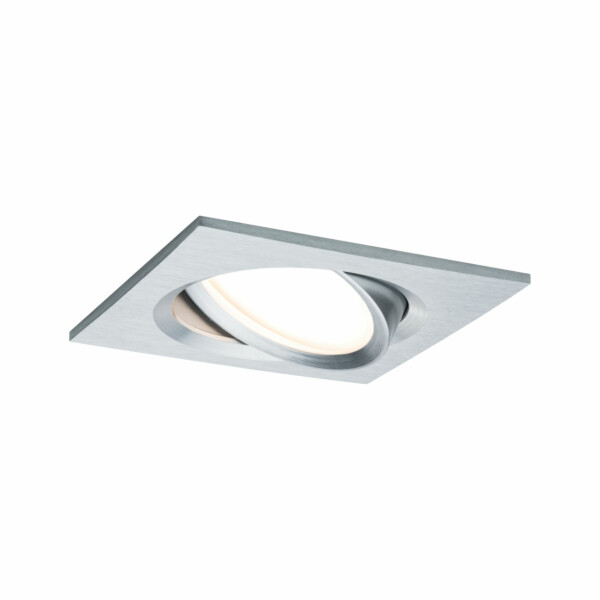 Paulmann LED Einbauleuchte Nova Plus Coin Einzelleuchte schwenkbar  eckig 84x84mm 50° Coin 6W 425lm 230V dimmbar 2700K Alu