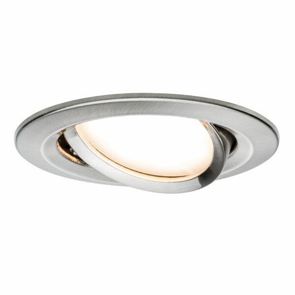 Paulmann LED Einbauleuchte Nova Plus Coin Basisset schwenkbar  rund 84mm 50° Coin 3x6W 3x470lm 230V dimmbar 2700K Eisen gebürstet