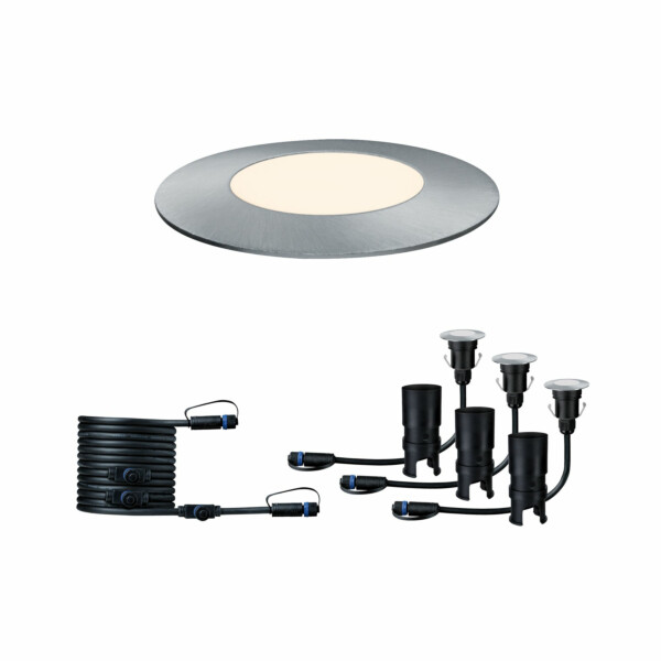 Paulmann Plug & Shine LED Bodeneinbauleuchte Floor Mini Erweiterungsset  IP67 3000K 3x2.5W   Silber