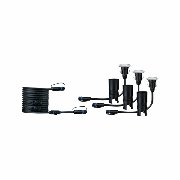 Paulmann Plug & Shine LED Bodeneinbauleuchte Floor Mini Erweiterungsset  IP67 3000K 3x2.5W   Silber