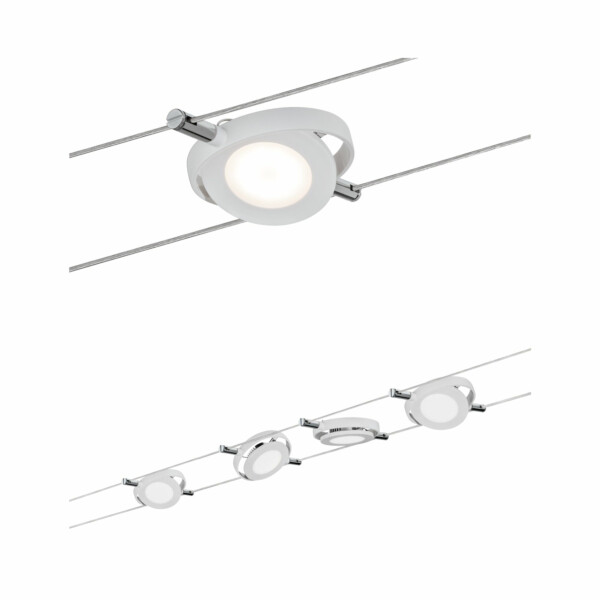 Paulmann LED Seilsystem RoundMac Basisset  4x200lm 4x4.3W 2700K  230/12V Weiß matt