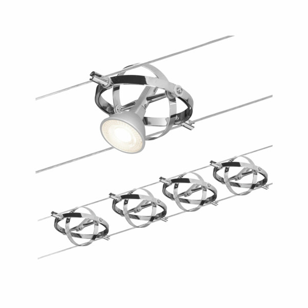 Paulmann Seilsystem Cardan Basisset GU5.3  max. 4x10W  dimmbar 230/12V Chrom matt#Chrom