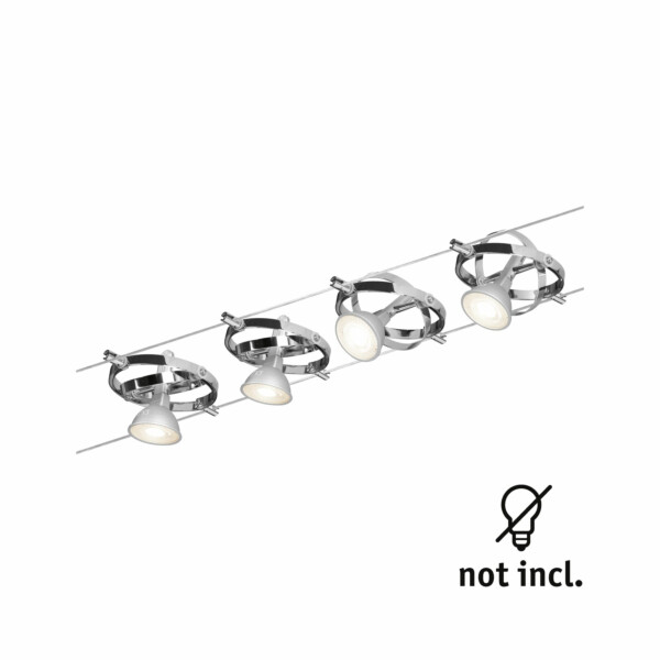 Paulmann Seilsystem Cardan Basisset GU5.3  max. 4x10W  dimmbar 230/12V Chrom matt#Chrom