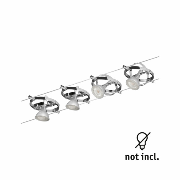 Paulmann Seilsystem Cardan Basisset GU5.3  max. 4x10W  dimmbar 230/12V Chrom matt#Chrom