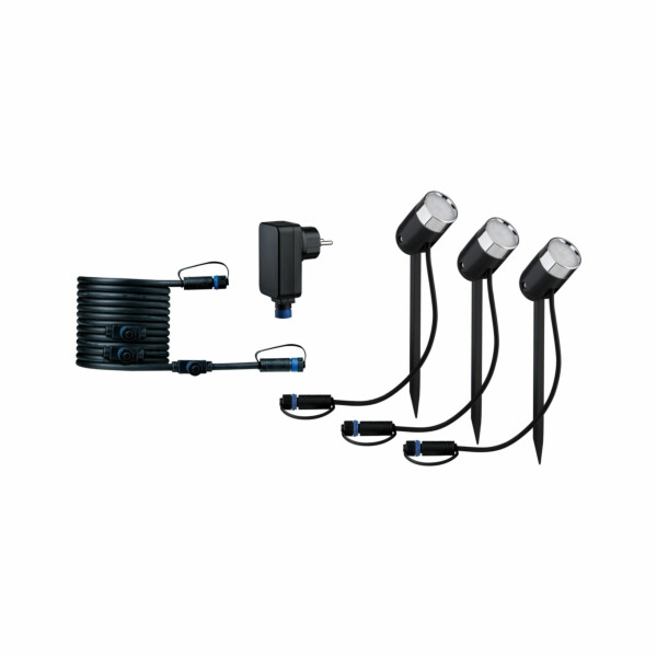 Paulmann Plug & Shine LED Gartenstrahler Smart Home Zigbee 3.0 Pike Basisset  IP65 RGBW+ 3x4.5W  21VA Anthrazit