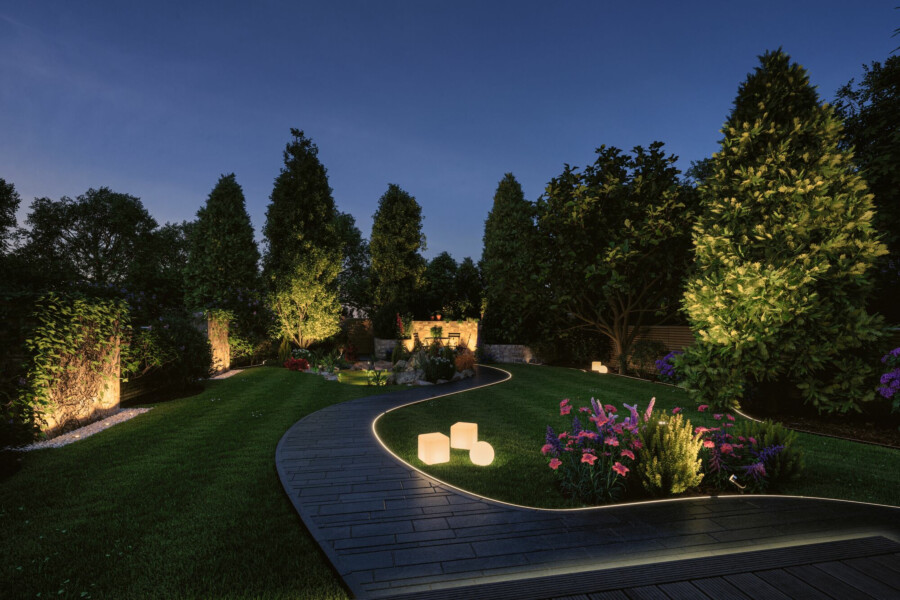 Paulmann Plug & Shine LED Gartenstrahler Smart Home Zigbee 3.0 Pike Basisset  IP65 RGBW+ 3x4.5W  21VA Anthrazit