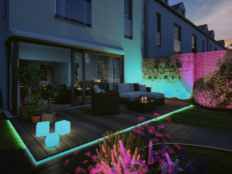 Paulmann Plug & Shine LED Gartenstrahler Smart Home Zigbee 3.0 Pike Basisset  IP65 RGBW+ 3x4.5W  21VA Anthrazit