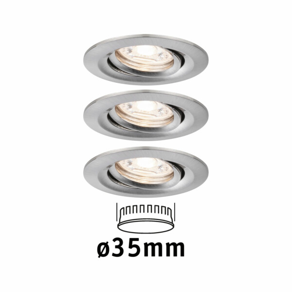 Paulmann LED Einbauleuchte Nova Mini Coin Basisset schwenkbar  rund 66mm 15° Coin 3x4W 3x310lm 230V  2700K Eisen gebürstet