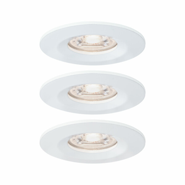 Paulmann LED Einbauleuchte Nova Mini Coin Basisset starr IP44 rund 65mm  Coin 3x4W 3x310lm 230V  2700K Weiß matt
