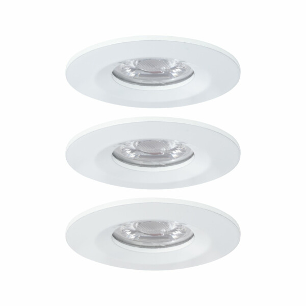 Paulmann LED Einbauleuchte Nova Mini Coin Basisset starr IP44 rund 65mm  Coin 3x4W 3x310lm 230V  2700K Weiß matt
