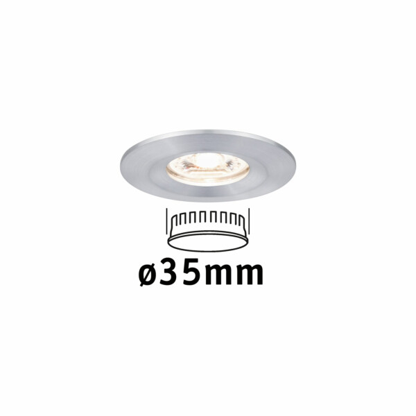 Paulmann LED Einbauleuchte Nova Mini Coin Einzelleuchte starr IP44 rund 65mm  Coin 4W 310lm 230V  2700K Alu gedreht