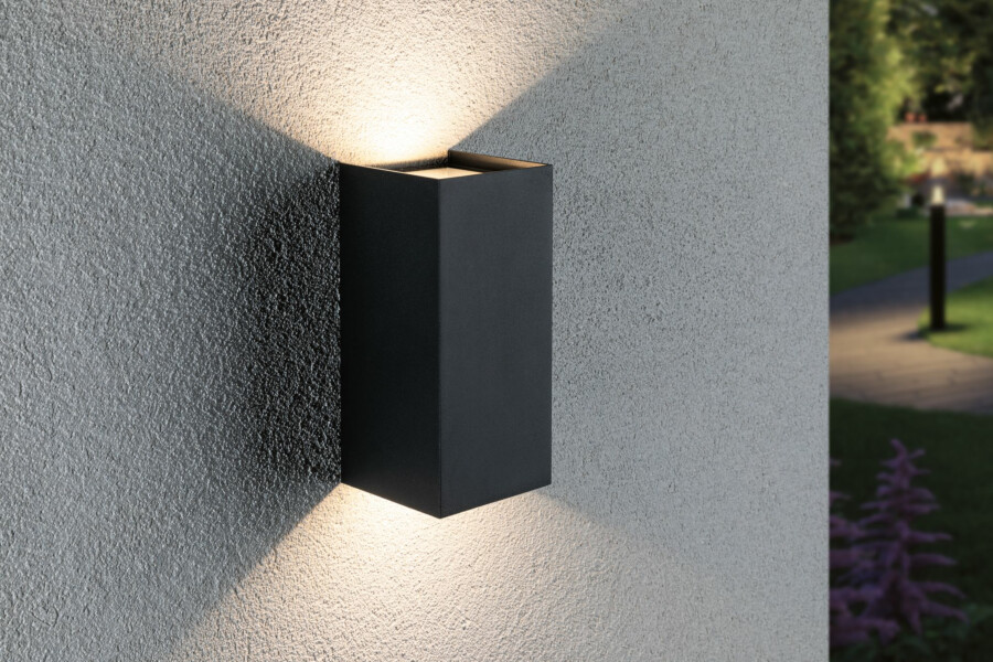 Paulmann LED Außenwandleuchte Flame  IP44 eckig 102x100mm 3000K 2x5.8W 2x540lm 230V  Anthrazit Aluminium