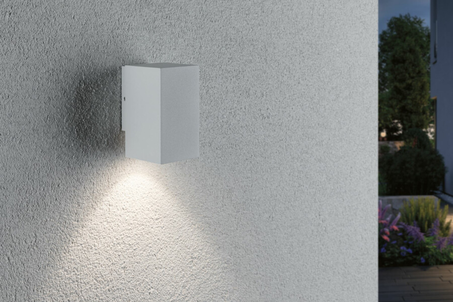 Paulmann LED Außenwandleuchte Flame  IP44 eckig 58x75mm 3000K 3.8W 320lm 230V  Weiß Aluminium