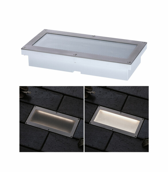 Paulmann LED Bodeneinbauleuchte Brick Bewegungsmelder  IP67  200x100mm 3000K 1.6W 50lm 230V Alu#Grau Metall#Edelstahl