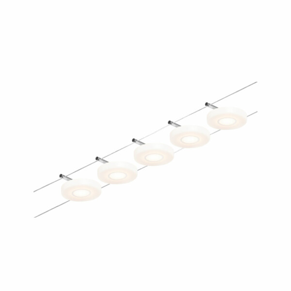 Paulmann CorDuo LED Seilsystem DiscLED Basisset  5x200lm 5x4.5W 3000K  230/12V Chrom matt#Chrom