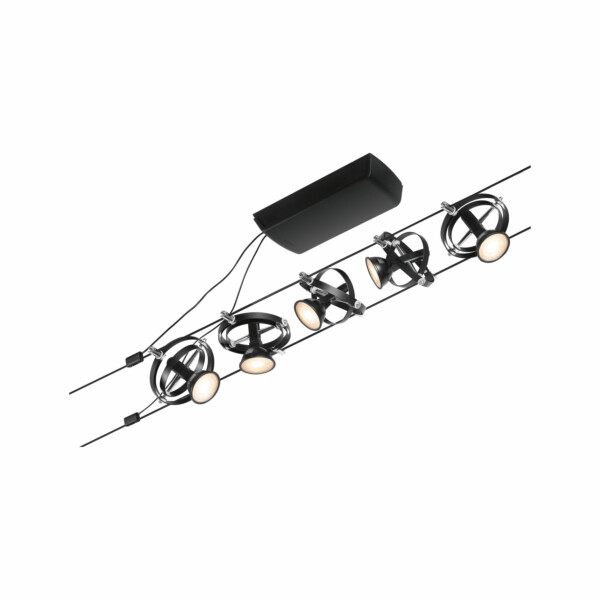 Paulmann CorDuo Seilsystem Cardan Basisset GU5.3  max. 5x10W   230/12V Schwarz matt#Chrom