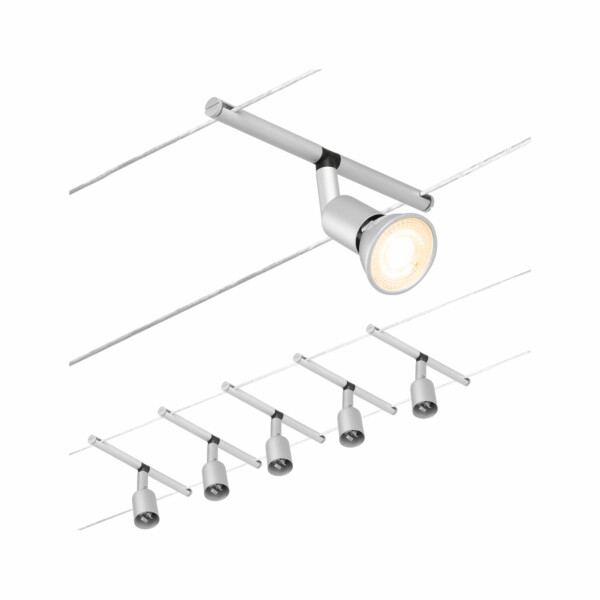 Paulmann CorDuo Seilsystem Salt Basisset GU5.3  max. 5x10W   230/12V Chrom matt