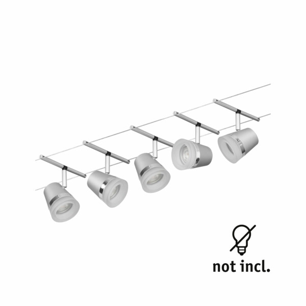 Paulmann CorDuo Seilsystem Cone Basisset GU5.3  max. 5x10W   230/12V Chrom matt#Chrom