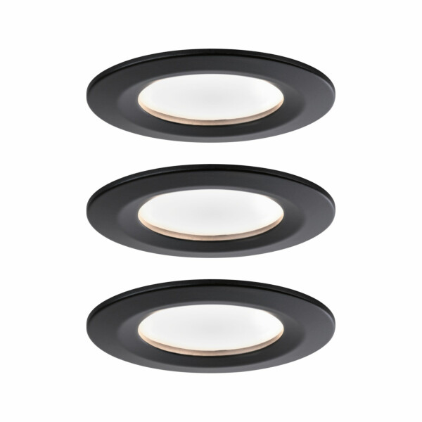 Paulmann LED Einbauleuchte 3-Step-Dim Nova Coin Basisset starr IP44 rund 78mm  Coin 3x6W 3x470lm 230V dimmbar 2700K Schwarz matt