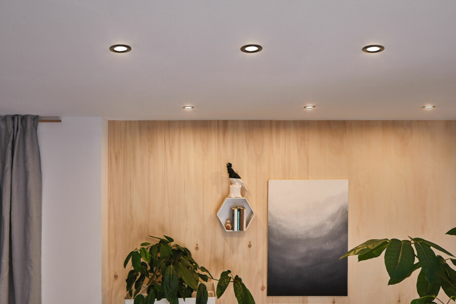 Paulmann LED Einbauleuchte 3-Step-Dim Nova Coin Basisset starr IP44 rund 78mm  Coin 3x6W 3x470lm 230V dimmbar 2700K Schwarz matt