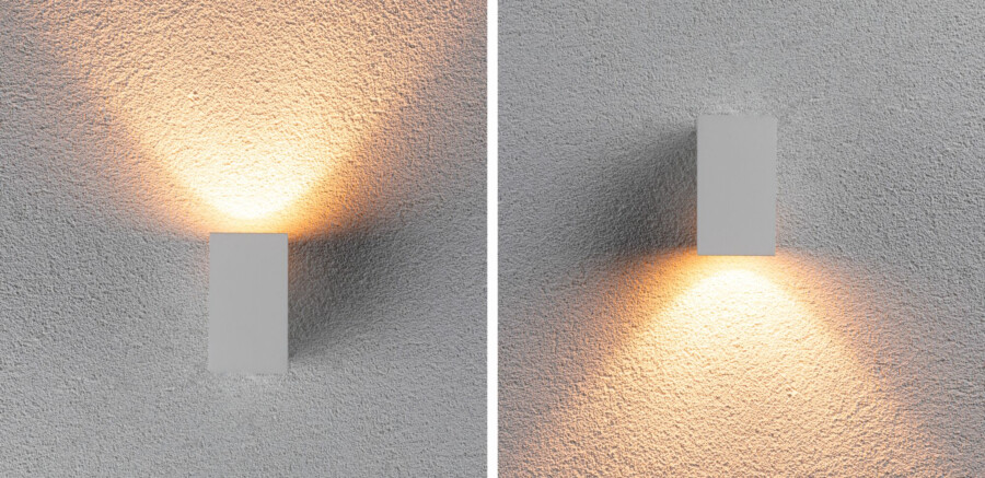 Paulmann LED Außenwandleuchte Flame insektenfreundlich IP44 eckig 58x103mm 2200K 4W 265lm 230V 75° Weiß Metall