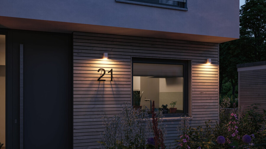 Paulmann LED Außenwandleuchte Flame insektenfreundlich IP44 eckig 58x103mm 2200K 4W 265lm 230V 75° Weiß Metall