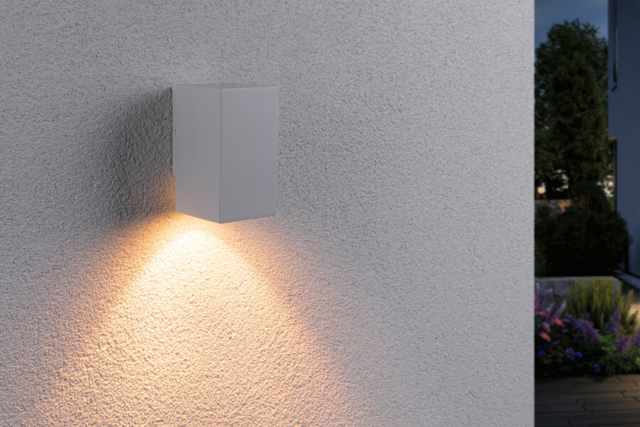 Paulmann LED Außenwandleuchte Flame insektenfreundlich IP44 eckig 58x103mm 2200K 4W 265lm 230V 75° Weiß Metall
