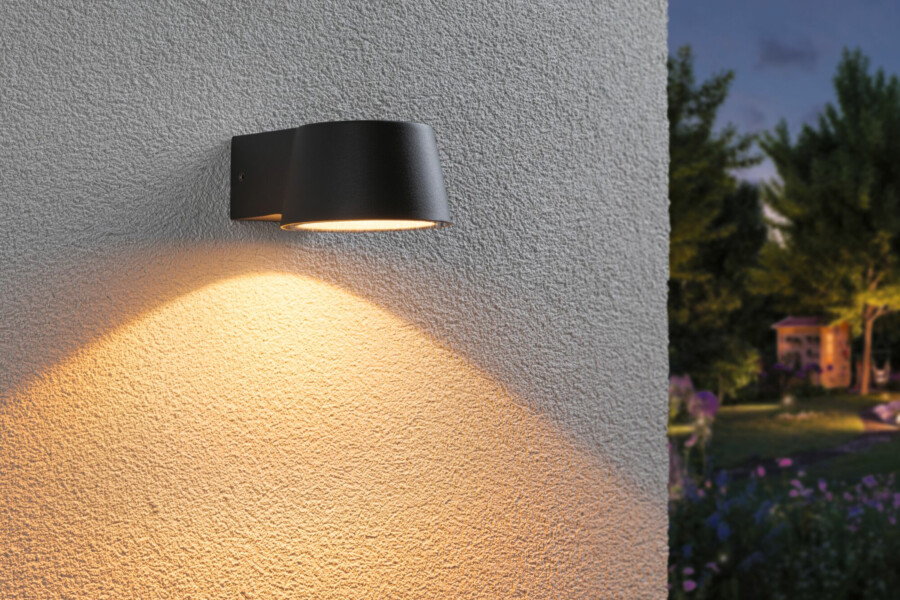 Paulmann LED Außenwandleuchte Capea  insektenfreundlich IP44  96x128mm 2200K 6W 550lm 230V 98° Anthrazit Aluminium