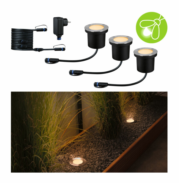 Paulmann Plug & Shine LED Bodeneinbauleuchte Floor Basisset insektenfreundlich IP67 2200K 3x4.5W   Anthrazit