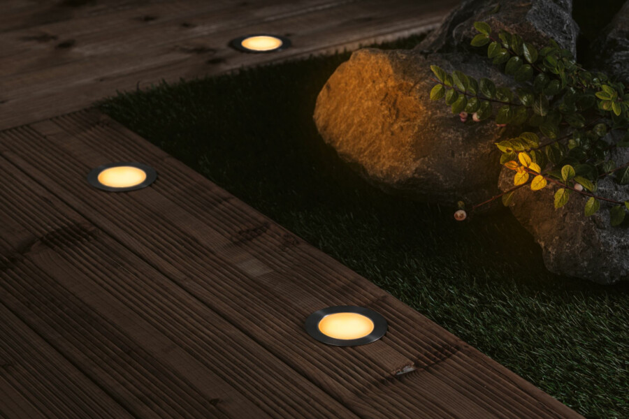 Paulmann Plug & Shine LED Bodeneinbauleuchte Floor Basisset Insektenfreundlich IP67 2200K 3x2W  21VA Silber
