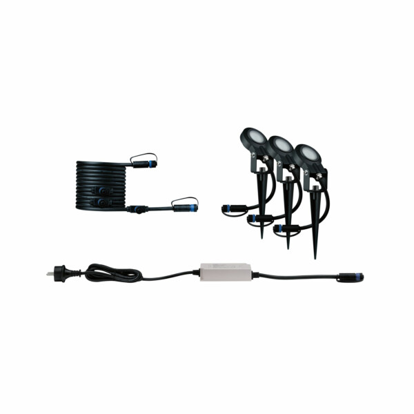 Paulmann Plug & Shine LED Gartenstrahler Sting Basisset insektenfreundlich IP67 2200K 3x6.3W  75VA Anthrazit