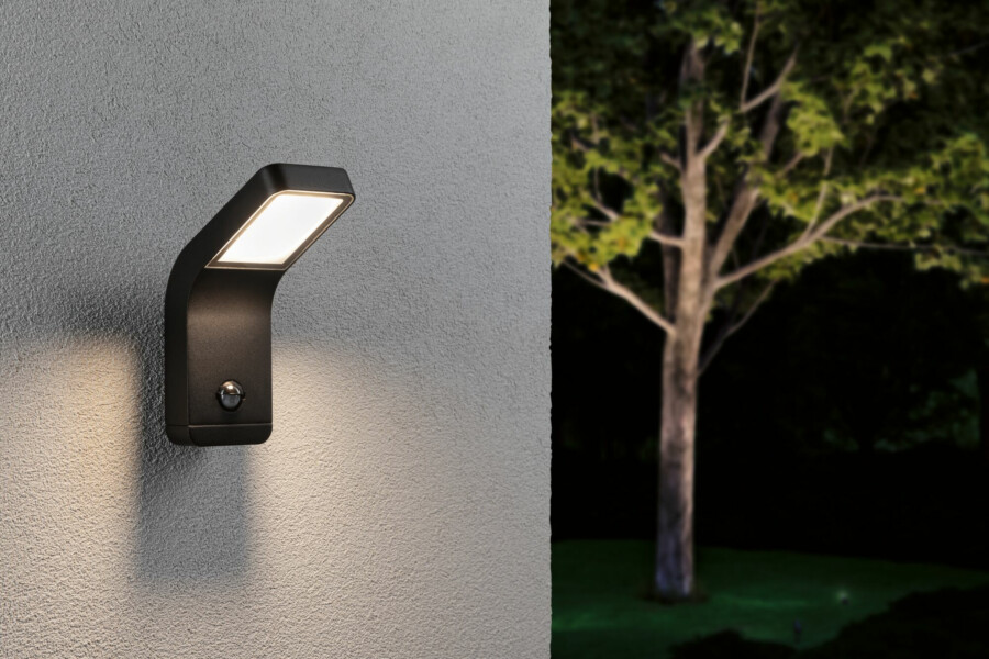 Paulmann LED Außenwandleuchte Kulma Bewegungsmelder seewasserresistent IP44  90x174mm 3000K 7.5W 500lm 230V  Anthrazit Aluminium