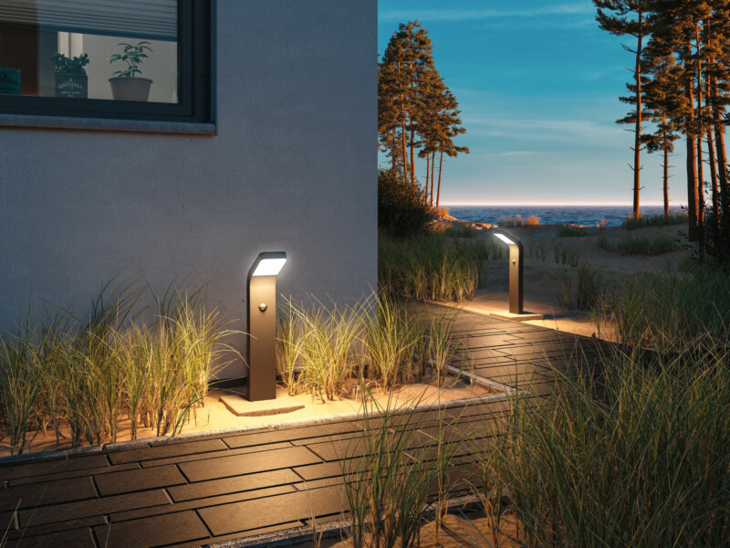 Paulmann LED Pollerleuchte Kulma Bewegungsmelder seewasserresistent IP44  500mm 3000K 7.5W 500lm 230V  Anthrazit  Aluminium