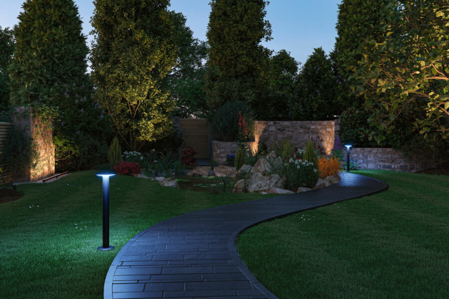 Paulmann Plug & Shine LED Pollerleuchte Smart Home Zigbee 3.0 Plate   IP44 RGBW+ 5W   Anthrazit
