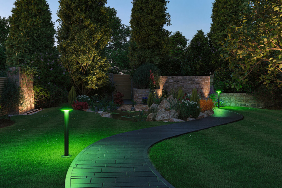 Paulmann Plug & Shine LED Pollerleuchte Smart Home Zigbee 3.0 Plate   IP44 RGBW+ 5W   Anthrazit