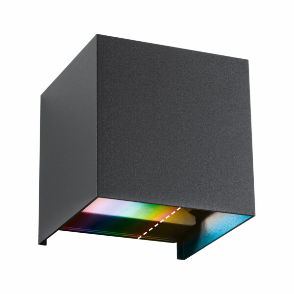 Paulmann House LED Außenwandleuchte Smart Home Zigbee 3.0 Cybo  IP44 eckig 100x100mm RGBW+ 2x2.5W 2x150lm 230V  Anthrazit Aluminium