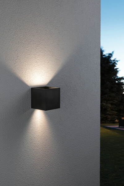 Paulmann House LED Außenwandleuchte Smart Home Zigbee 3.0 Cybo  IP44 eckig 100x100mm RGBW+ 2x2.5W 2x150lm 230V  Anthrazit Aluminium