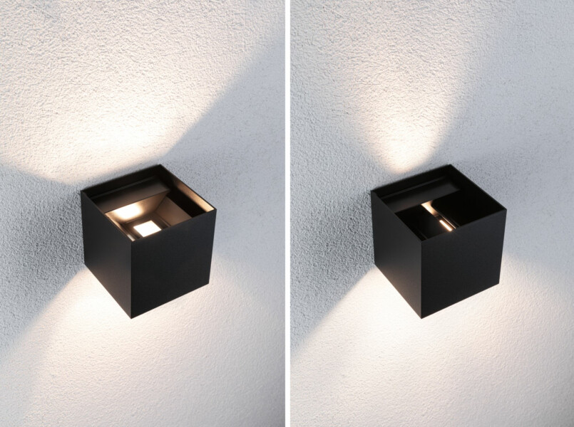 Paulmann House LED Außenwandleuchte Smart Home Zigbee 3.0 Cybo  IP44 eckig 100x100mm RGBW+ 2x2.5W 2x150lm 230V  Anthrazit Aluminium