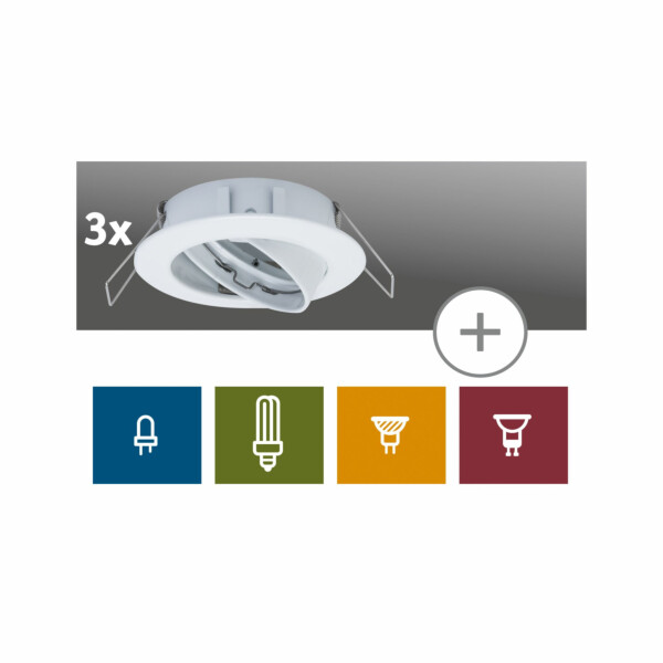 Paulmann Premium Einbauleuchte 2Easy 3er-Set schwenkbar  rund 83mm 30°  max. 3x50W   dimmbar  Weiß