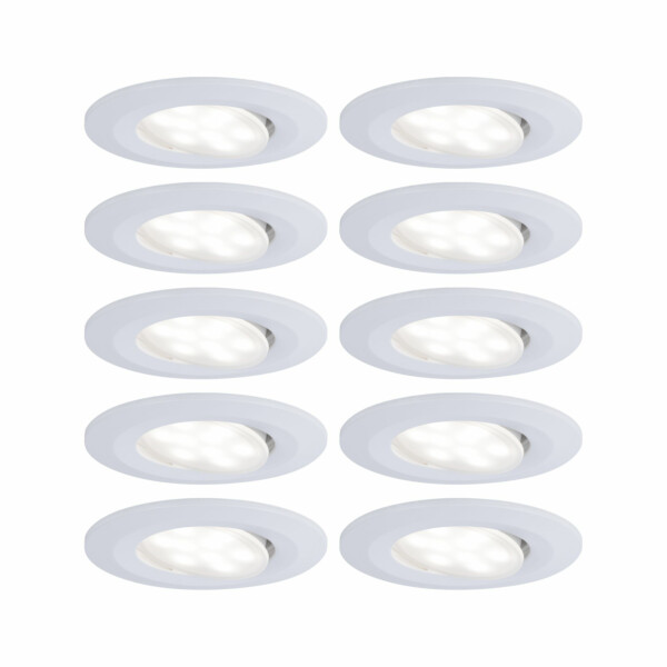 Paulmann LED Einbauleuchte Calla Basisset schwenkbar IP65 rund 90mm 30°  10x6W 10x530lm 230V  4000K Weiß matt