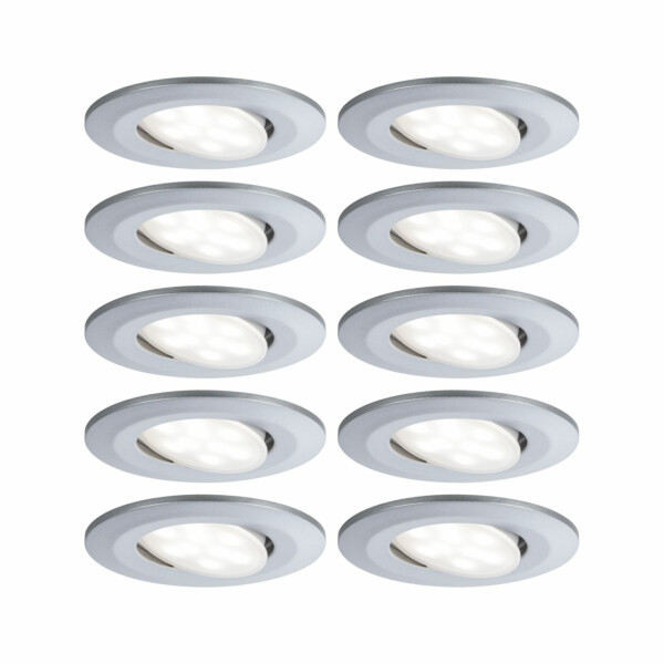 Paulmann LED Einbauleuchte Calla Basisset schwenkbar IP65 rund 90mm 30°  10x6W 10x530lm 230V  4000K Chrom matt
