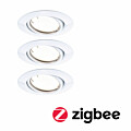 Paulmann LED Einbauleuchte Smart Home Zigbee 3.0 Base Coin Basisset schwenkbar  rund 90mm 20°  3x4.9W 3x430lm 230V dimmbar 3000K Weiß