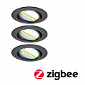 Paulmann LED Einbauleuchte Smart Home Zigbee 3.0 Base Coin Basisset schwenkbar  rund 90mm 20°  3x4.9W 3x420lm 230V dimmbar RGBW+ Schwarz matt